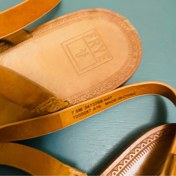 Frye Ruth Whipstitch Flat Brown Leather Sandal - Picture 8 of 11
